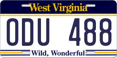WV license plate ODU488