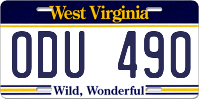 WV license plate ODU490