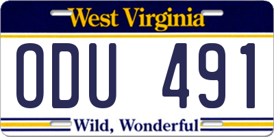 WV license plate ODU491