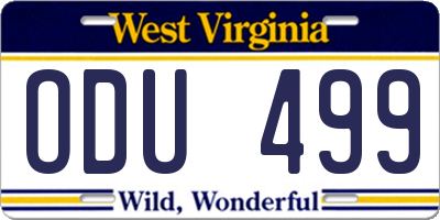 WV license plate ODU499