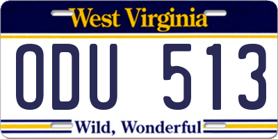 WV license plate ODU513