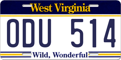 WV license plate ODU514