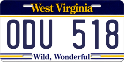 WV license plate ODU518