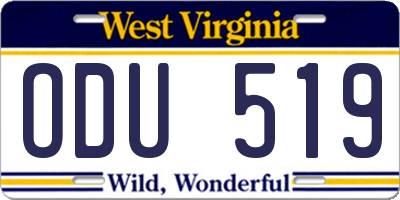 WV license plate ODU519