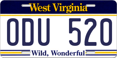 WV license plate ODU520