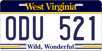 WV license plate ODU521