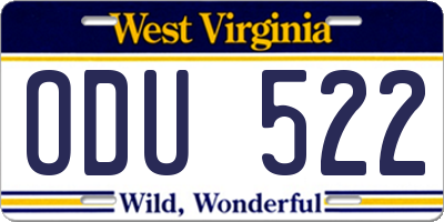 WV license plate ODU522