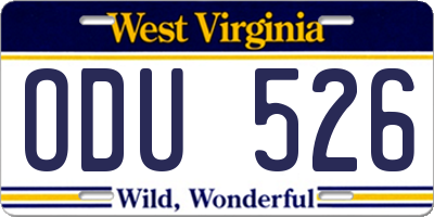 WV license plate ODU526