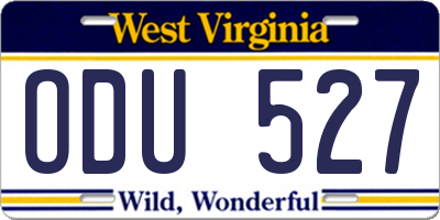 WV license plate ODU527