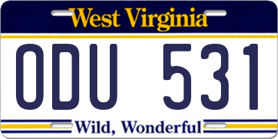 WV license plate ODU531