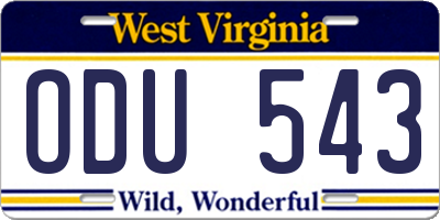 WV license plate ODU543