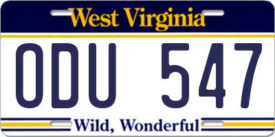 WV license plate ODU547