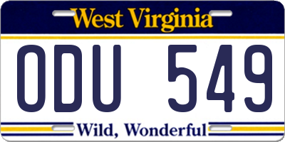 WV license plate ODU549