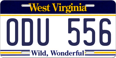 WV license plate ODU556