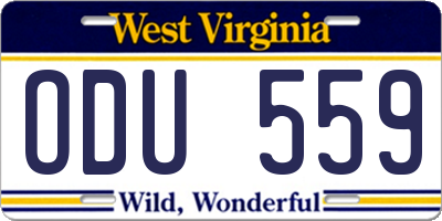 WV license plate ODU559