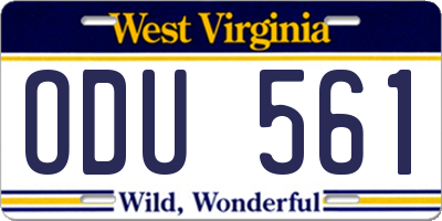 WV license plate ODU561