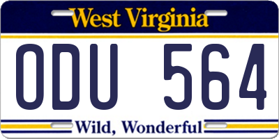 WV license plate ODU564
