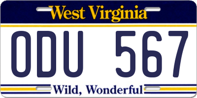 WV license plate ODU567