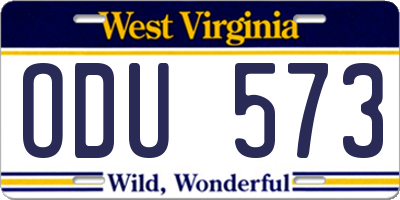 WV license plate ODU573