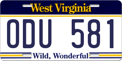 WV license plate ODU581