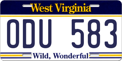 WV license plate ODU583