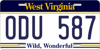 WV license plate ODU587