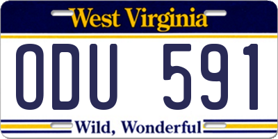 WV license plate ODU591