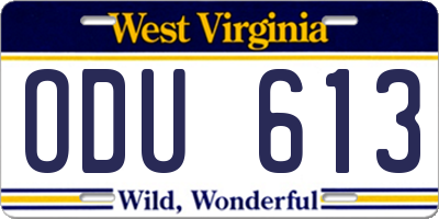 WV license plate ODU613