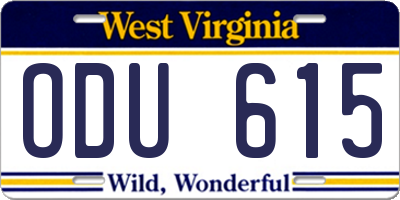 WV license plate ODU615