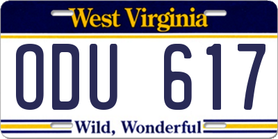WV license plate ODU617