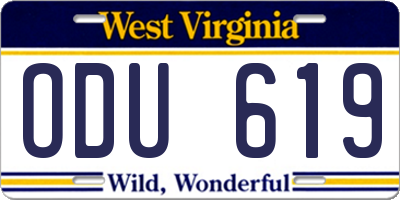 WV license plate ODU619