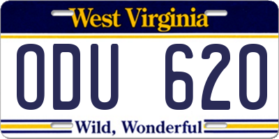 WV license plate ODU620