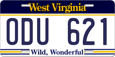 WV license plate ODU621