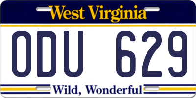 WV license plate ODU629