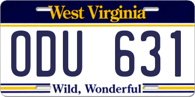 WV license plate ODU631