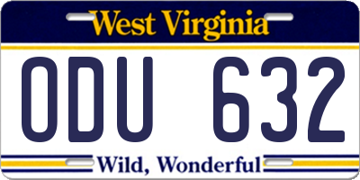 WV license plate ODU632