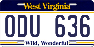WV license plate ODU636