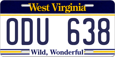 WV license plate ODU638