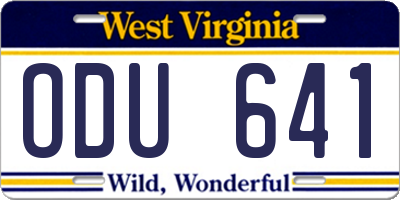 WV license plate ODU641