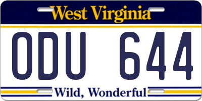 WV license plate ODU644
