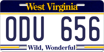 WV license plate ODU656