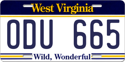 WV license plate ODU665