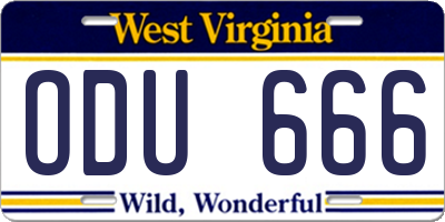 WV license plate ODU666