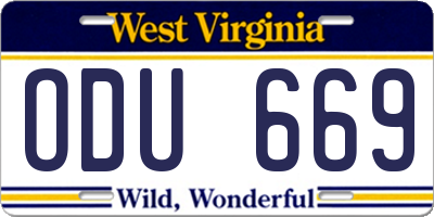 WV license plate ODU669