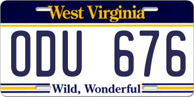 WV license plate ODU676
