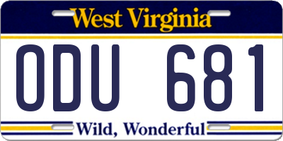 WV license plate ODU681