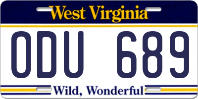 WV license plate ODU689