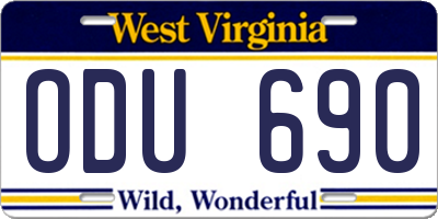 WV license plate ODU690