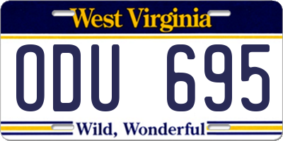 WV license plate ODU695