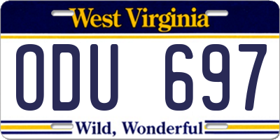 WV license plate ODU697